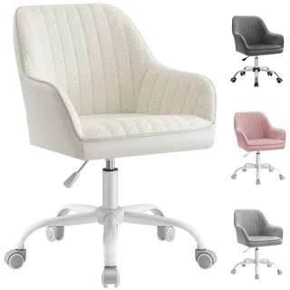 SONGMICS Bürostuhl Schminkstuhl, Homeoffice Stuhl, höhenverstellbar, Breite 62 cm, Schreibtischstuhl beige