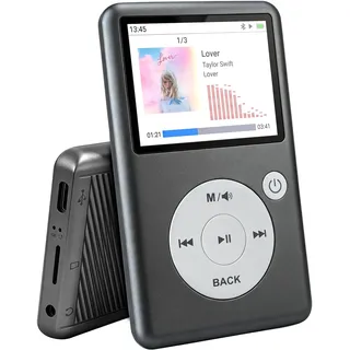 MP3 Player Bluetooth 5.3 mit UKW-Radio, E-Book und Touch-Wheel | Klassisches Design, HiFi-Musikplayer mit Videowiedergabe und 2,31-Zoll-Display, für Kinder, Sport, Reisen und Alltag Schwarz