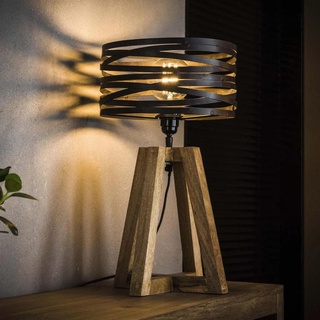 famlights Deko Industrial Style Designer Tischlampe Jamie Vintage Holz Wohnzimmerlampe/Nachttischlampe Vintage Landhaus Industrial retro Schlafzimmer Wohnzimmer/Steampunk Industrie Tischlampe