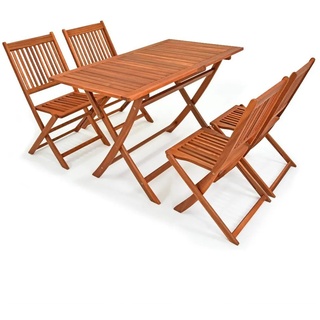 Casaria Garten-Essgruppe »Sydney light«, (5-tlg), FSC®-zertifiziertes Akazienholz 5-TLG klappbar Sitzgarnitur Holz Garten Set Tisch 4 Stühle braun