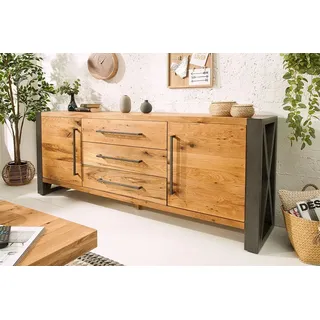 riess-ambiente Sideboard THOR 200cm natur, Massivholz · Anrichte · Wildeiche · Kommode · Industrial · Wohnzimmer braun