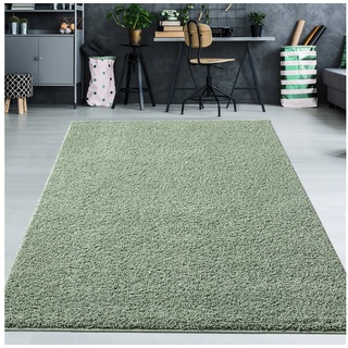Teppich Teppich Shaggy Gästezimmer kuschlig weich hellgrün, TeppichHome24, rechteckig, Höhe: 30 mm grün