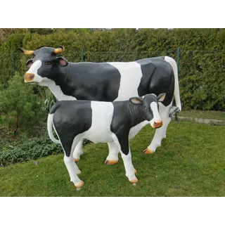 XXL Premium Kuh+Kalb Set lebensgross ca. 230cm Garten Deko Figur lebensecht