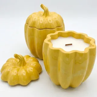 Luxus-Kerze Reifender Kürbis XL - Gelb mit Apfelstrudel-Duft KP41536 - Gelb