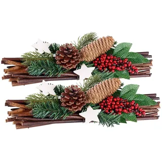 Britesta Gestecke Weihnachten: 2er-Set Handgefertigte Weihnachts- & Adventsgestecke, Tannenzapfen (Weihnachtsgesteck, Winter-Dekoration, Tafel)