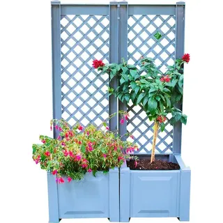 KHW Pflanzkasten mit Spalier 43 x 43 x 140 cm Grau