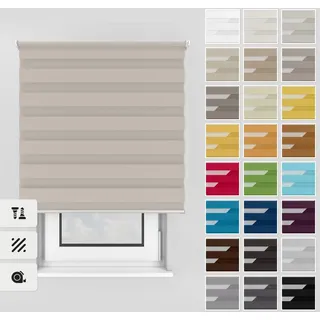 Estika Doppelrollo mit Bohren 80x150 cm Farbe: Grau-braun, Rollo Deckenmontage und Wandmontage Fenster rollos für innen, Jalousien Fenster, Tür Rollo