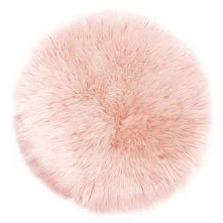 Teppich Wölkchen Lammfell Kunst-Fell-Teppich | Hochflor Deko Schaffell Sitzkissen | Als Flauschige Stuhlauflage für Schlafzimmer, Wohnzimmer oder Kinderzimmer - Rosa - Rund 30cm