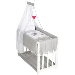 Roba Stubenwagen-Komplettset roba Adam \u0026 Eule, Weiß, Holzwerkstoff, Schichtholz, Eule, Füllung: Polyester, 76x74.5x95 cm, Babymöbel, Babybetten, Stubenwagen & Babywiegen, Stubenwagen