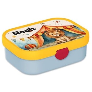 Mepal Bento Lunchbox Campus Zirkus - Personalisierte Brotdose mit Namen für Kinder - Bento-Fach & Gabel - Meal Prep Box Clip-Verschluss - BPA-frei & Spülmaschinenfest - 750 ml - Zirkuslöwe