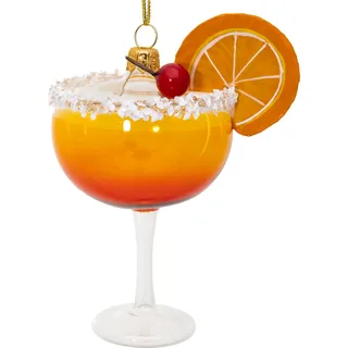 SIKORA Cocktail Glas mit Orange besondere Weihnachtskugel Glas Christbaumschmuck Deko Figur Weihnachten Anhänger Ornament - Meisterstücke - BS725