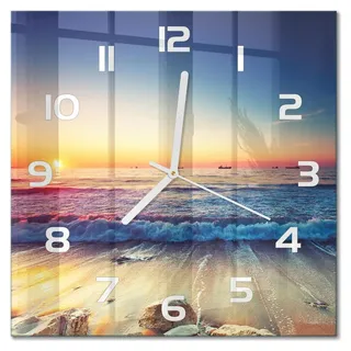 Glas Wanduhr 30x30 cm - Wanduhr - lautlose Wanduhr - ohne Ticken - geräuschloses Uhrwerk - schleichende Zeiger - moderne Uhr - Design Uhr - Wohnzi... - Orange