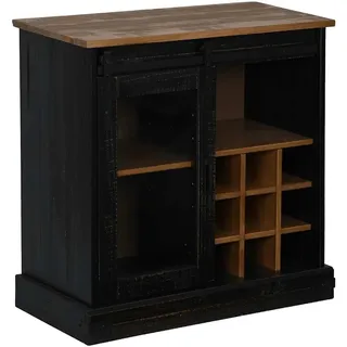 vidaXL Sideboard Halden mit Schiebetür Schwarz 80x40x80 cm Massivholz