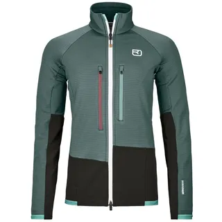 ORTOVOX FLEECE RIB JACKET W - Robuste, technische Kletter-Fleecejacke für Tage am Fels - GRAU - DAMEN - XL - 310 g (1er Pack)