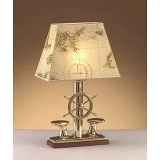 Licht-Erlebnisse Nachttischlampe NAUSICA, ohne Leuchtmittel, Edle Tischlampe NAUSICA Messing H:53cm Maritim bunt