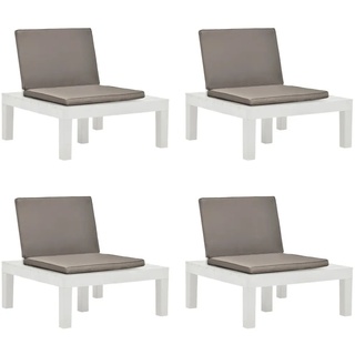 Gartenmöbel Weiß, Gartenstühle mit Auflagen 4 Stk. Kunststoff Weiß - DE