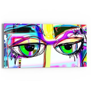 DEQORI Glasbild 'Graffiti Augenpartie', 'Graffiti Augenpartie', Glas Wandbild Bild schwebend modern bunt