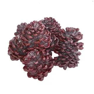 Pinienzapfen - Kiefernzapfen - Tannenzapfen - Zapfen - Herbstdeko - Weihnachtsdekoration - Metallic Rot/Silber - ca. 8 cm Höhe - VE = 8 Stück- 30026