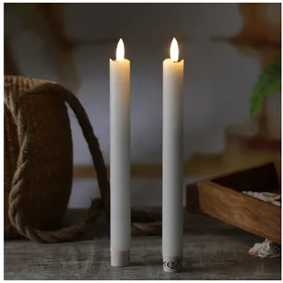 MARELIDA LED-Kerze LED Stabkerzen Tafelkerzen Dinner Spitzkerzen rustikal H:25cm weiß 2St (2-tlg) weiß