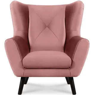 KONSIMO® Ohrensessel MIRO Sessel mit Armlehne, bequemer Schaumstoff im Sitz,wasserabweisender Oberstoff rosa