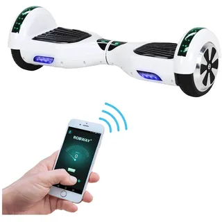 ROBWAY W1 Hoverboard für Erwachsene und Kinder, 6,5 Zoll, Self-Balance, Bluetooth, App, 700 Watt, LEDs (Weiß 2.0)