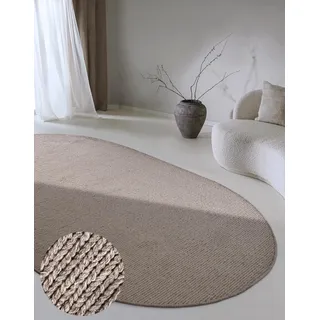 Villeroy & Boch Wollteppich Francois Oval - Natur Wohnzimmerteppich - Handgewebt & Natürlich - Boho Teppich Wolle für Wohnzimmer, Schlafzimmer, Esszimmer, Flur, Küche – Linen, 160x230cm
