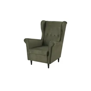 Sconto Ohrensessel Hubertine Flachgewebe 82 x 102 x 89 cm Grün
