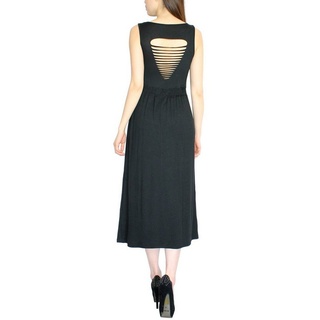 dy_mode Jerseykleid Damen Maxikleid Jersey Kleid im Cut-Out Look am Rücken Sommerkleid Cut-Out Rücken schwarz