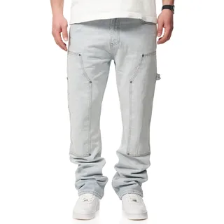 behype. Herren Jeans Straight-Fit Carpenter Jeanshose 100% Baumwolle Denim Hose Used Look Men's - 33W / 32L