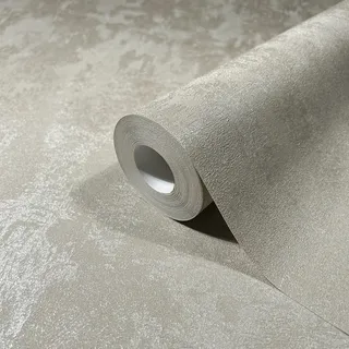 Marburg Vliestapete Uni Metalloptik Glänzend Modern 10,05 m x 0,53 m Weiß-Beige