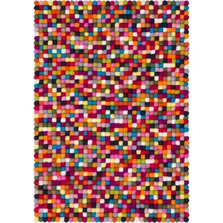 myfelt Wollteppich Lotte Filzkugelteppich eckig, rechteckig, 100% reine Schurwolle, in verschiedenen Größen erhältlich bunt 70 cm x 100 cm