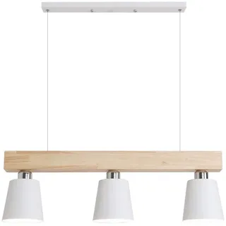 GBLY Pendelleuchte Esstisch Holz Hängelampe 3 Flammig Warmweiß Vintage Höhenverstellbar Esstischlampe Hängend für Esszimmer Wohnzimmer Büro Schlafzimmer Küche boho - Weiß - E27