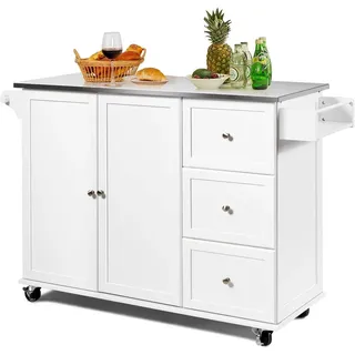 Costway Kücheninsel, Weiß, Holz, 135x92x46 cm, Küchen, Küchenmöbel, Kücheninseln