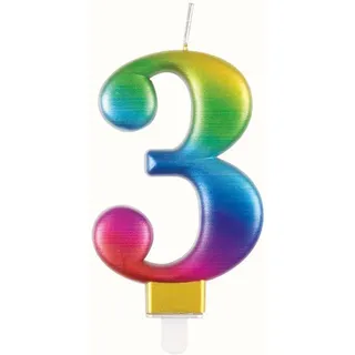 Regenbogen Kerze Zahl 3