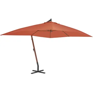 vidaXL Ampelschirm mit Holzmast 400 x 300 cm Terrakotta