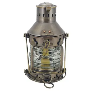 Ankerlampe Schiffslampe 24cm Messing Petroleumbrenner antik Lampe Laterne Ankerlaterne