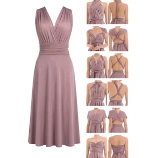 Juvell Infinity-Kleid kurz - Brautjungfernkleider Midi - Infinity Dress - Hochzeit - Elegantes Cocktailkleid-Abendkleid-Abschlussball - 1100 (40-44, Altrosa) - 40-44