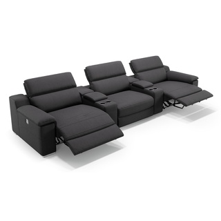 Kino Sofa MACELLO 3-Sitzer mit Mittelkonsolen Couch - Schwarz