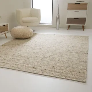 Steffensmeier Landshut Handwebteppich aus 100% Schurwolle - natur, Größe: 200x200 cm