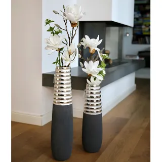 Gilde Bodenvase Newtown Grau 50 cm