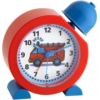 TFA Dostmann TATÜ-TATA Analoger Kinderwecker, 60.1011.05, Feuerwehr Uhr, für Kinder geeignet, einfache Bedienung, Rot, L158 x B68 x H173 mm