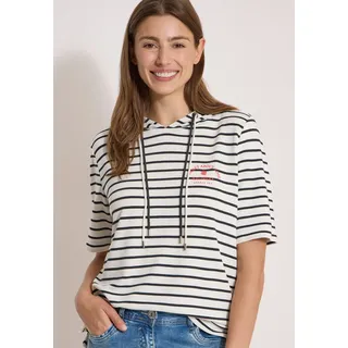 Cecil Kapuzenshirt Hoodie Gestreift Vanilleweiß M