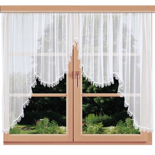 SeGaTeX home fashion Blumenfenster-Store Carolina mit Echter Plauener Spitze Fertigstore mit Kräuselband 125 x 300