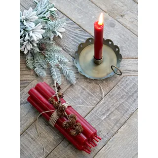 8er Pack Stabkerzen H:18 cm Ø:2 cm div. Farben Brenndauer 7 Stunden Kerze Advent Weihnachten Geburtstag, Farbe:Rot