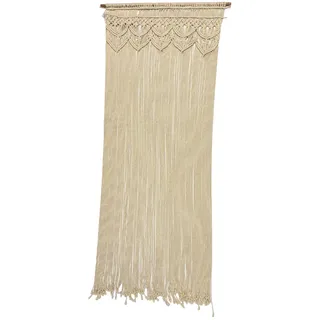abc HOME Makramee Türvorhang Boho-Style – Handgeknüpfter Wandbehang aus Baumwolle & Holz – 90x200 cm – Dekorativer Raumteiler & Vorhang – Cremeweiß
