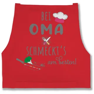Shirtracer Kochschürze Küchenschürze bei Oma schmeckts am Besten I Oma Geschenk Kochschürze I, (1-tlg), Kochschürze Damen Frauen rot