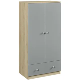 [en.casa] Kinderkleiderschrank Beldinupp 123 x 60 x 40 cm MDF grau