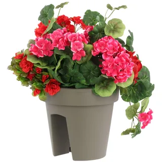 botle Balkonkiste Blumenkasten Geländerkasten Balkonkasten Geländertopf 24,5 cm | 5 L Grauer Stein Balkon-Blumenkasten oval