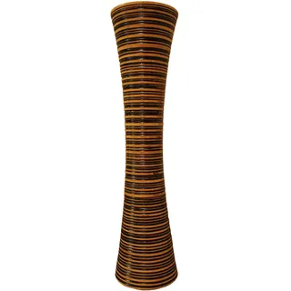 Rotfuchs Blumenvase Holzvase Bodenvase Tischvase Dekovase für Dekoration mehrere Größe & Muster aus Mangoholz (beige schwarz 51 cm, 13 x 13 x 51 cm)