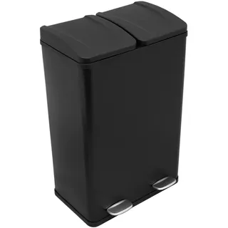 MonsterShop Doppel Tretmülleimer 60 l Schwarz